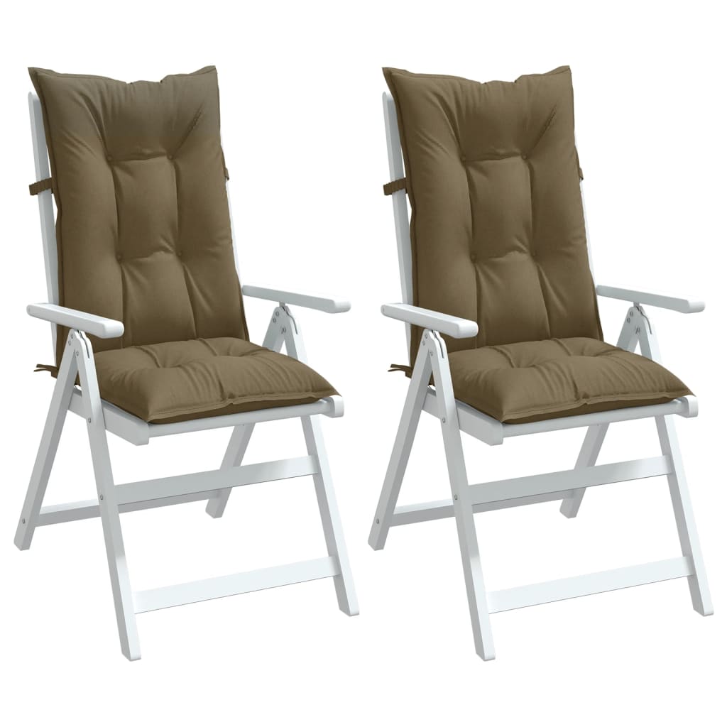 Stolsdynor högt ryggstöd 2 st melerad taupe 120x50x7 cm tyg