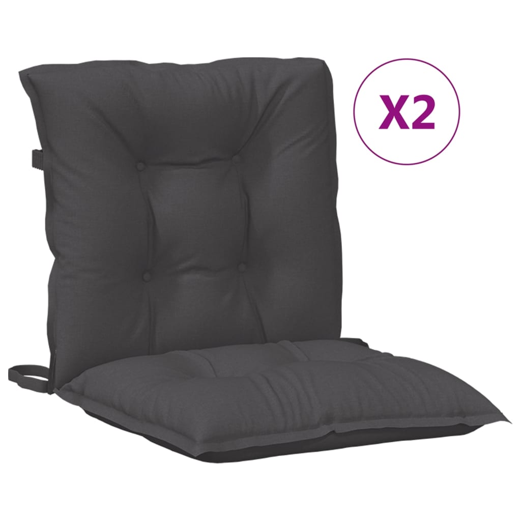 Stolsdynor lågt ryggstöd 2 st melerad antracit 100x50x7 cm tyg