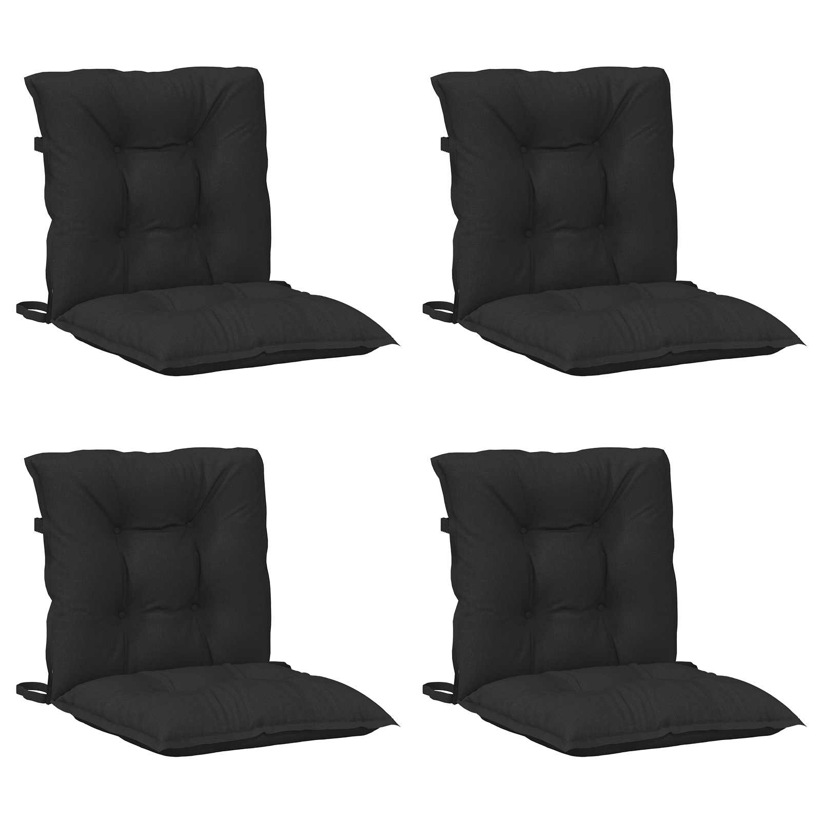 Lågryggs Stolsdynor Set 4 st Polyester Melange Svart