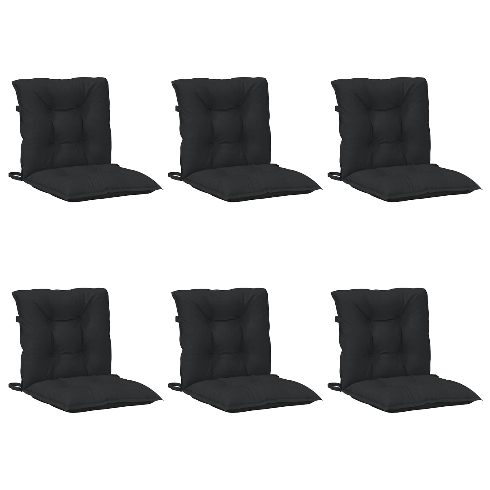 Lågryggs Stolsdynor Set 6 st Polyester Melange Svart