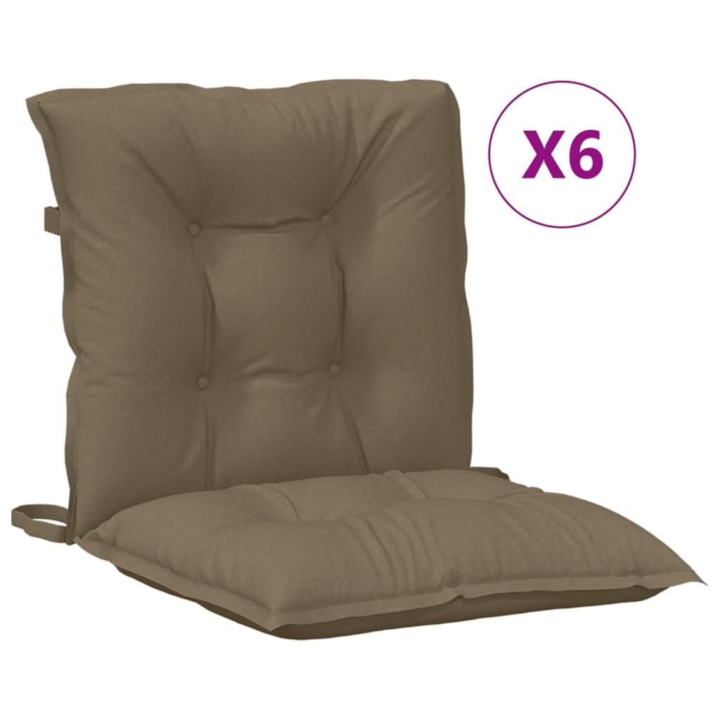 Stolsdynor lågt ryggstöd 6 st melerad taupe 100x50x7 cm tyg