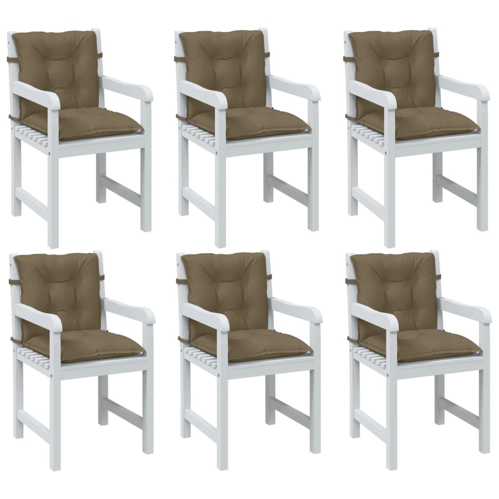 Stolsdynor lågt ryggstöd 6 st melerad taupe 100x50x7 cm tyg