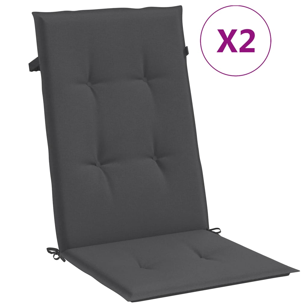 Stolsdynor högt ryggstöd 2 st melerad antracit 120x50x4 cm tyg