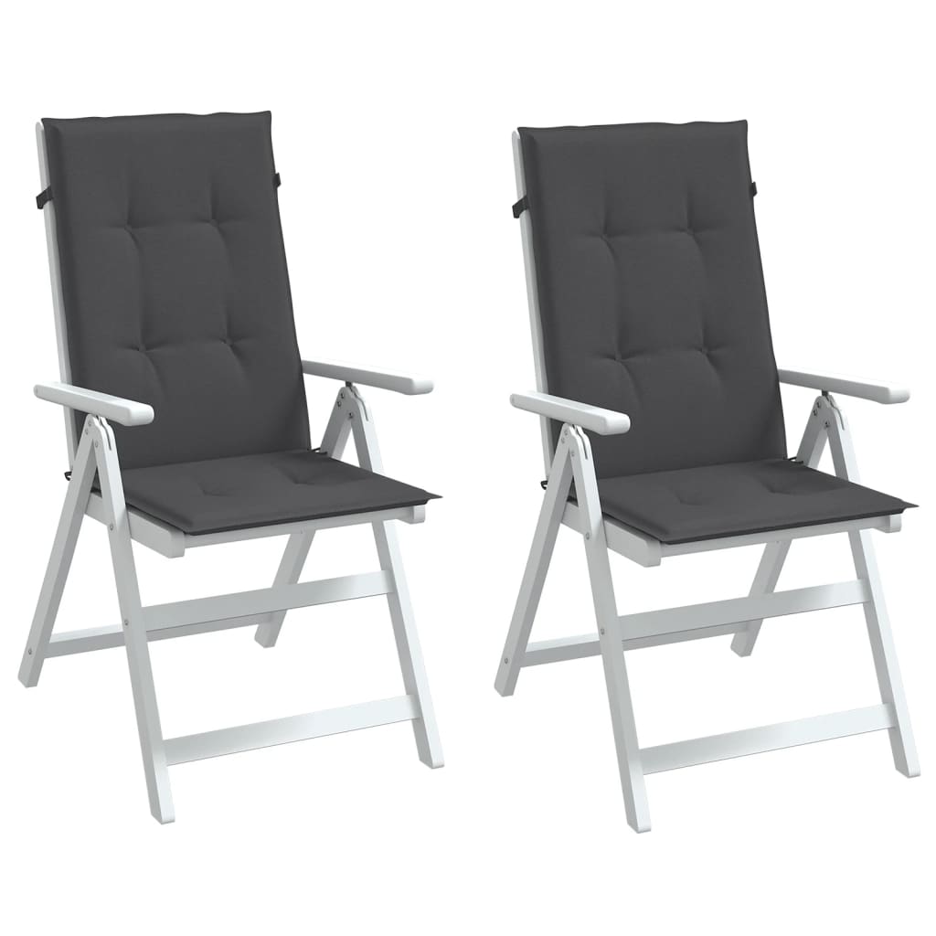 Stolsdynor högt ryggstöd 2 st melerad antracit 120x50x4 cm tyg