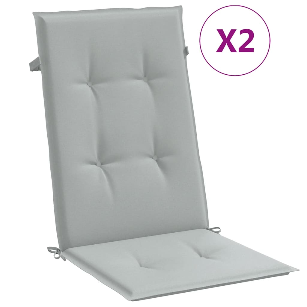 Stolsdynor högt ryggstöd 2 st melerad ljusgrå 120x50x4 cm tyg