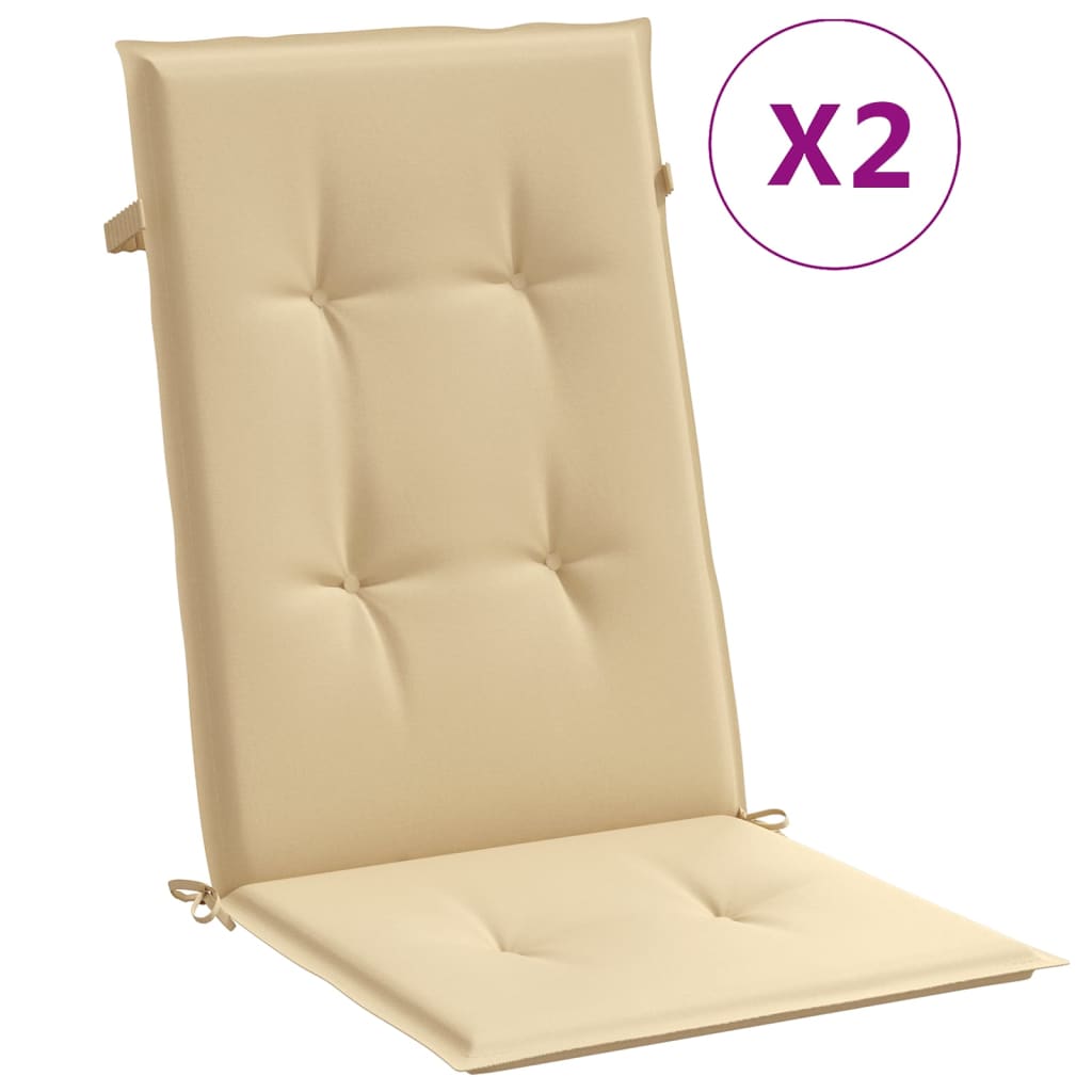 Stolsdynor högt ryggstöd 2 st melerad beige 120x50x4 cm tyg