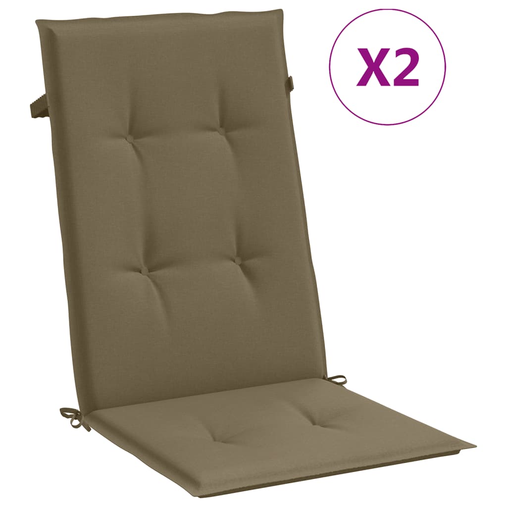 Stolsdynor högt ryggstöd 2 st melerad taupe 120x50x4 cm tyg