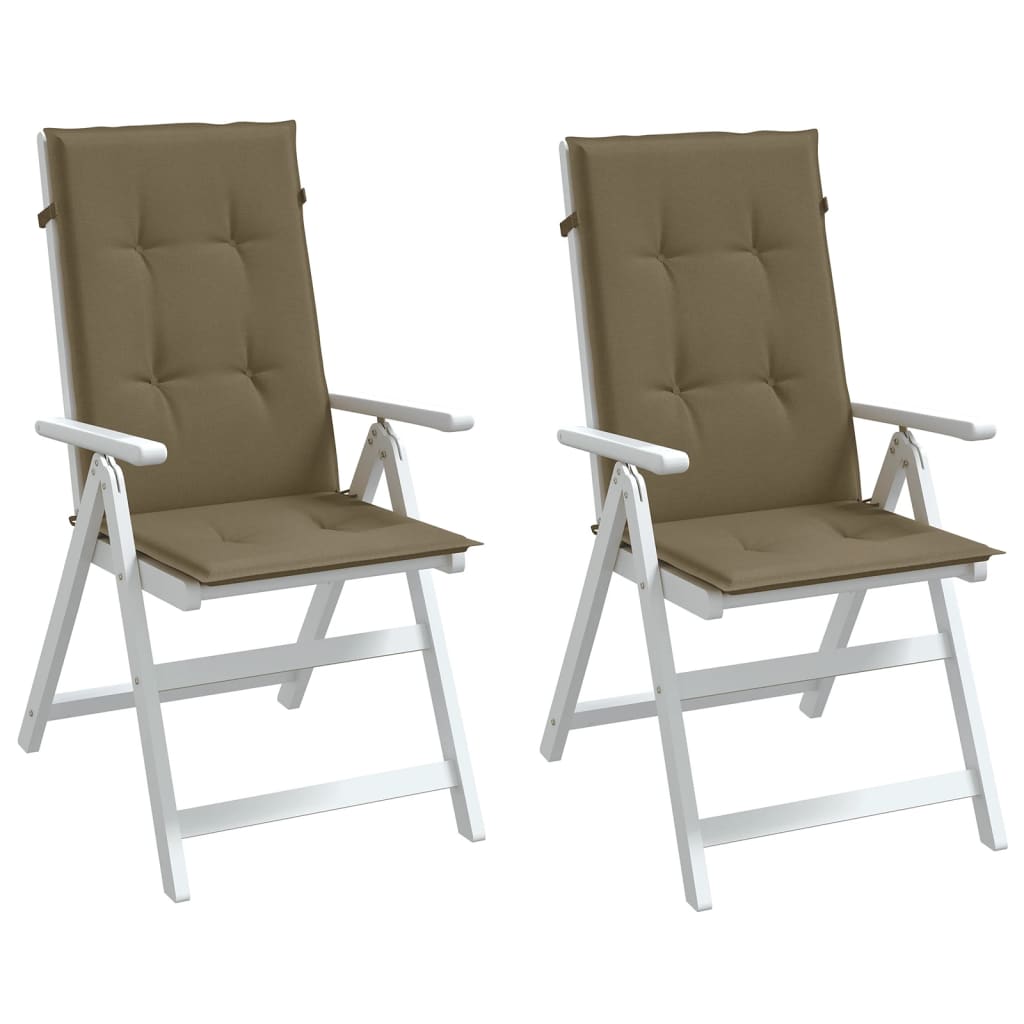 Stolsdynor högt ryggstöd 2 st melerad taupe 120x50x4 cm tyg