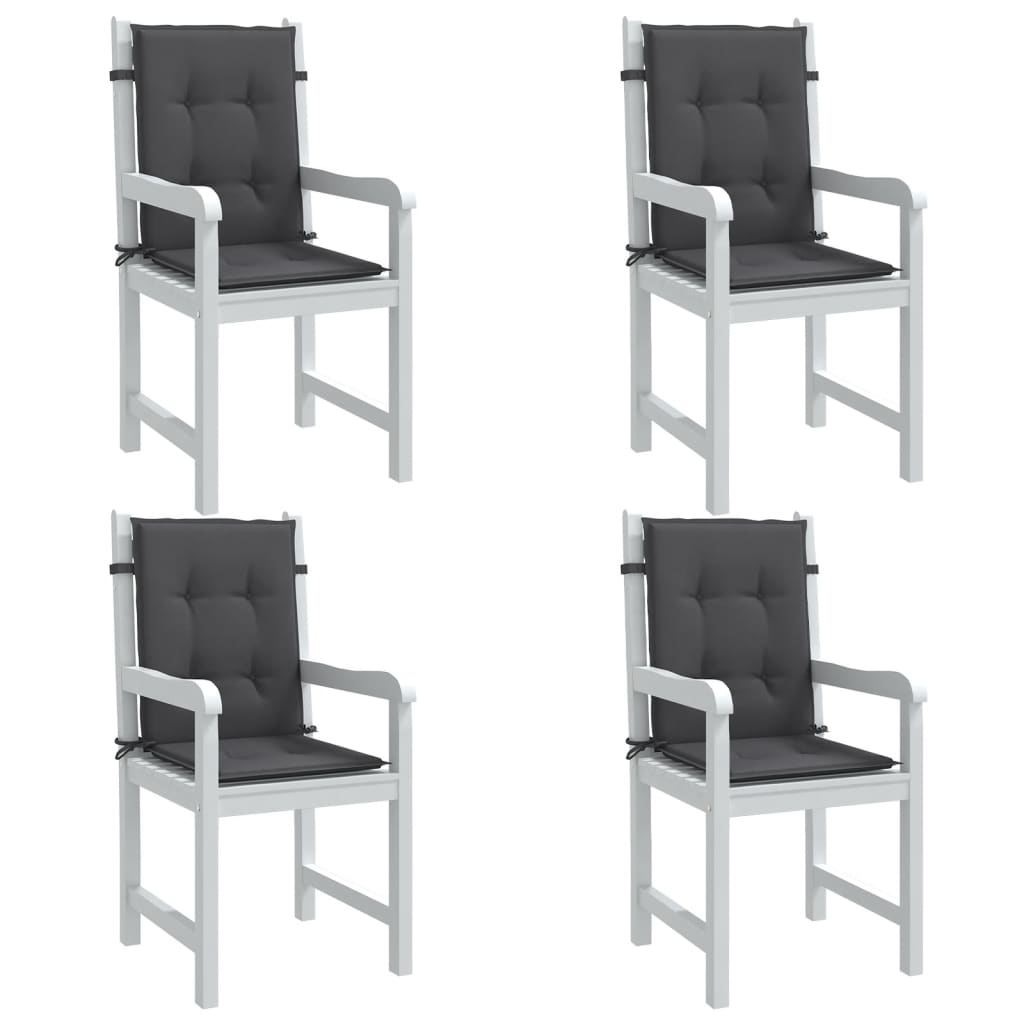 Stolsdynor lågt ryggstöd 4 st melerad antracit 100x50x4 cm tyg