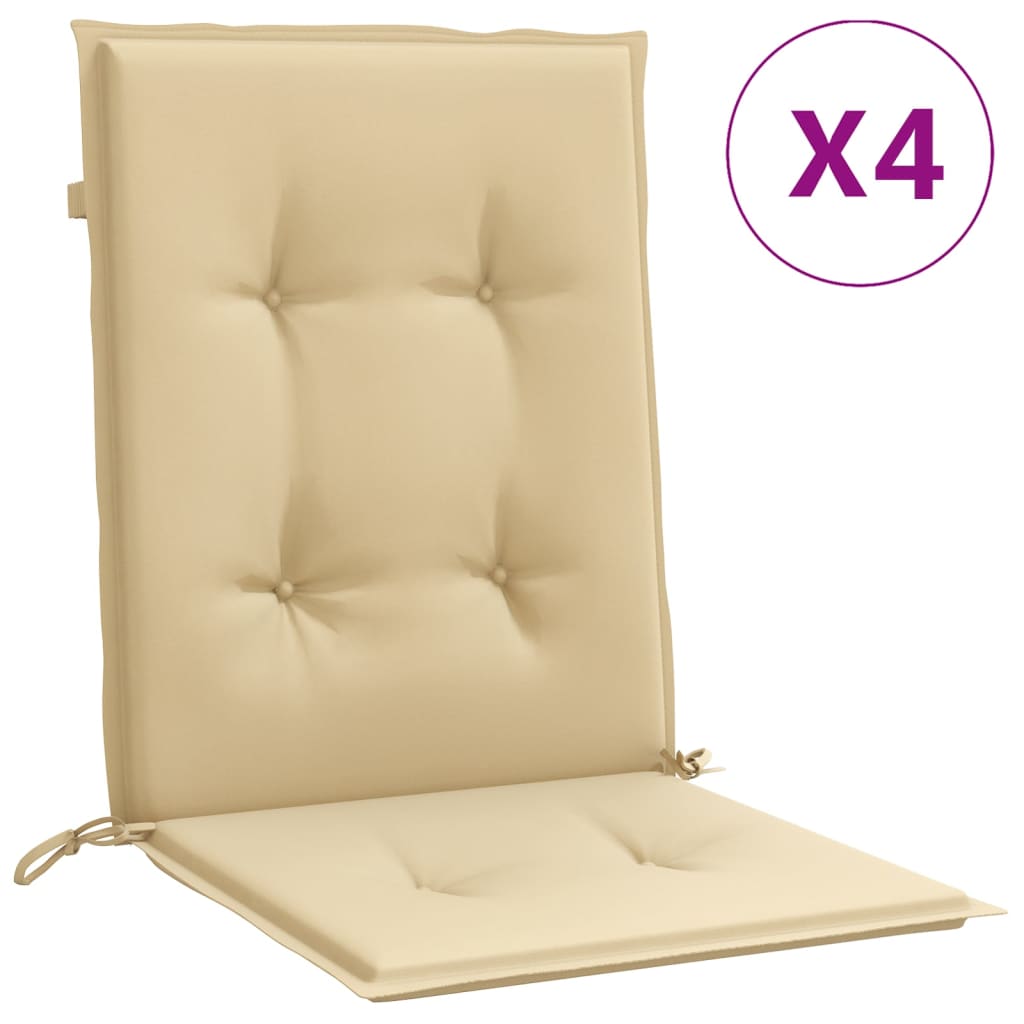 Stolsdynor lågt ryggstöd 4 st melerad beige 100x50x4 cm tyg