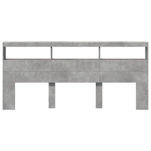 Sänggavel med LED betonggrå 220x17x102 cm