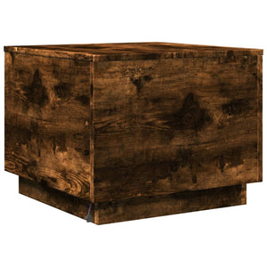 Soffbord med LED rökfärgad ek 50x50x40 cm