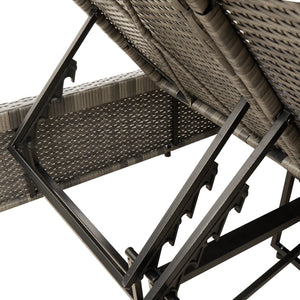 Dubbel solsäng med dynor grå konstrotting