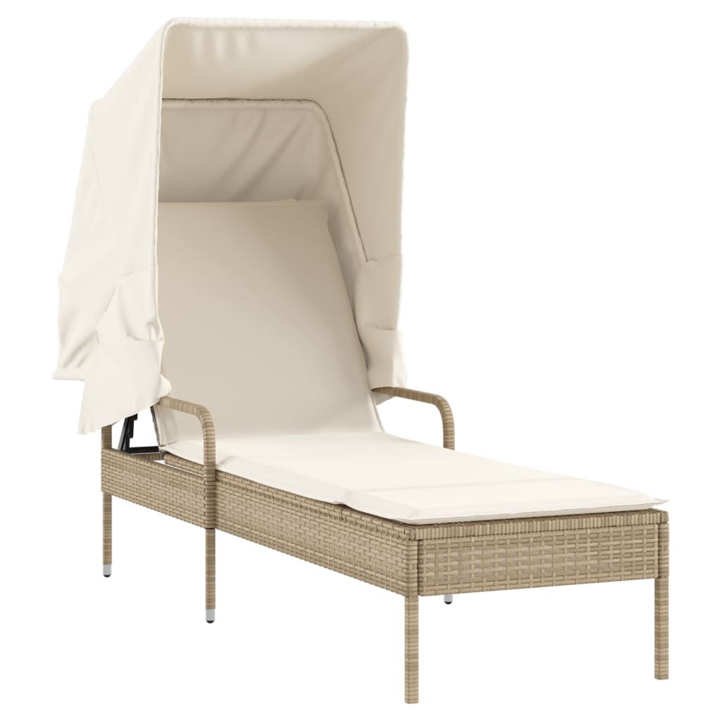 Solsäng med tak beige konstrotting