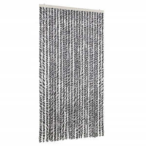 Insektsgardin grå och svart och vit 100x200 cm chenille