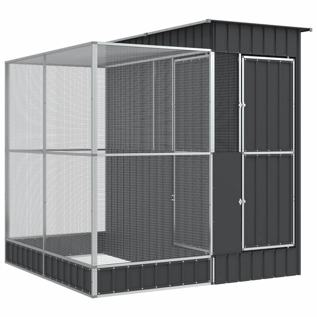 Voljär med förlängning silver 209x203x216 cm stål