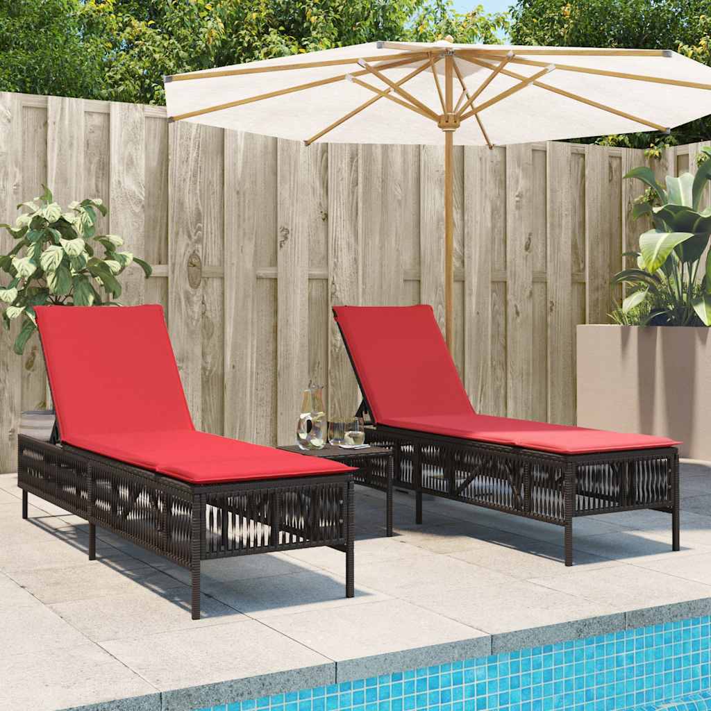 Solstolar 2 st med bord brun konstrotting