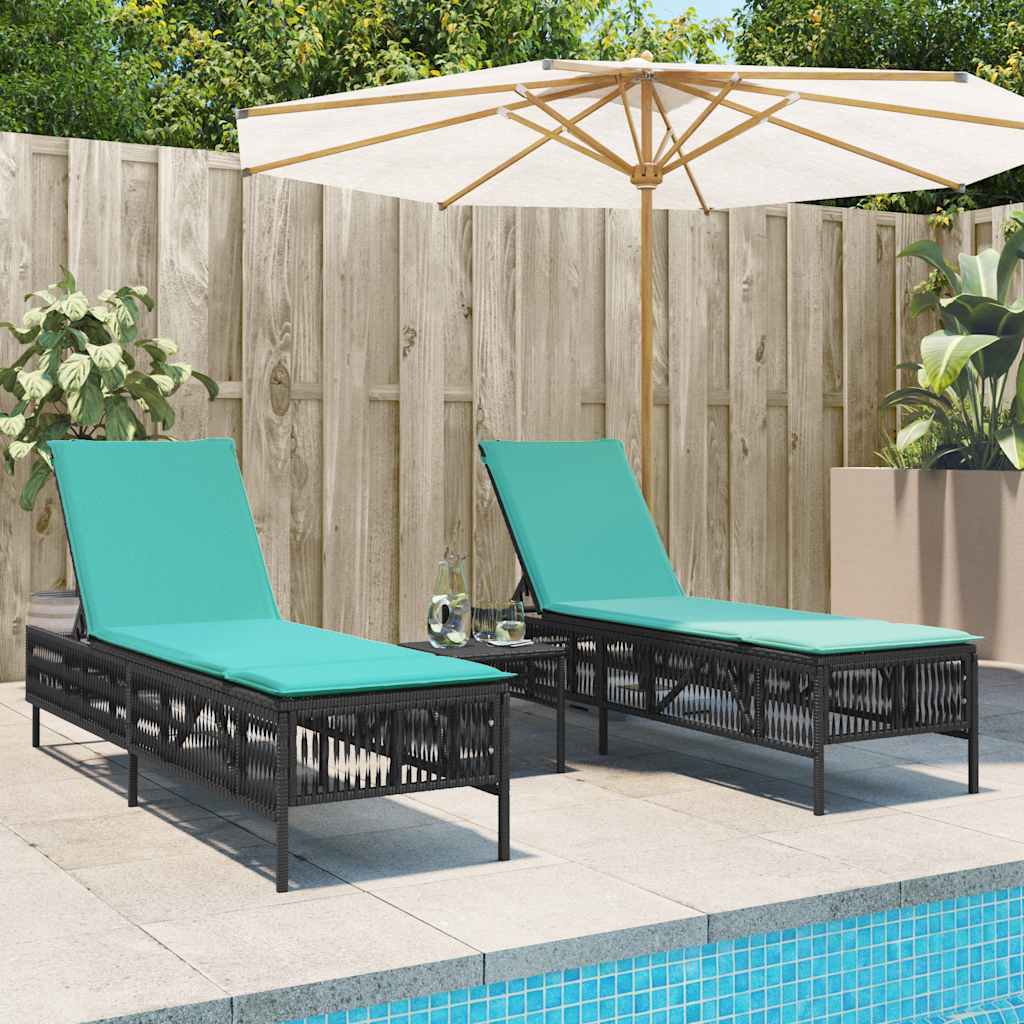 Solstolar 2 st med bord svart konstrotting