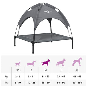 Hundbädd med kapell antracit oxfordtyg och stål