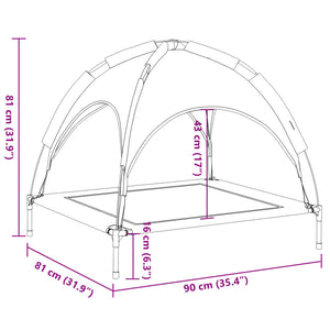 Hundbädd med kapell antracit oxfordtyg och stål