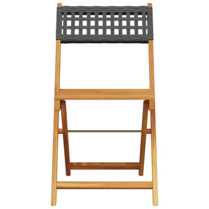 Caféstolar 2 st svart massiv akacia och konstrotting