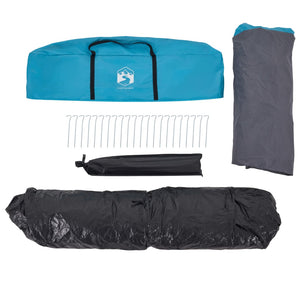 Familjetält med veranda 9 personer blå snabbrest