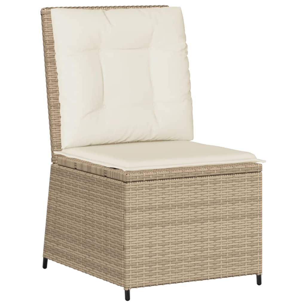 Ställbar fåtölj med dynor beige konstrotting