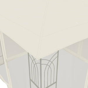 Paviljong med dubbelt tak & nätväggar gräddvit 2,94x2,94 m stål