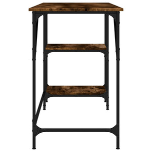 Skrivbord rökfärgad ek 120x50x75 cm metall och konstruerat trä