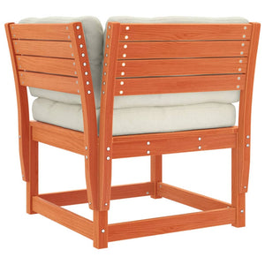 Loungegrupp för trädgården 4 delar m dynor vaxbrun massiv furu