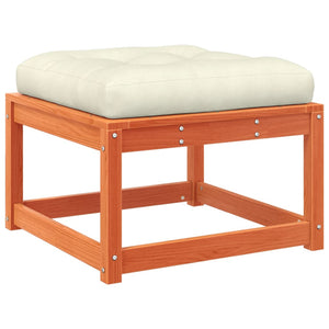 Soffgrupp för trädgården med dynor 6 delar vaxbrun massiv furu