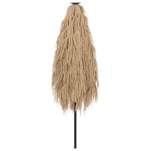 Trädgårdsparasoll med LEDs och stålstång brun 223x223x213 cm