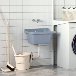 Väggmonterat tvättställ grå 50x35x24 cm harts