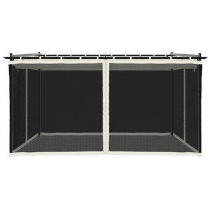 Paviljong med nätväggar gräddvit 4x3 m stål