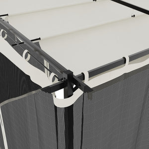 Paviljong med nätväggar gräddvit 6x3 m stål