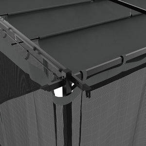 Paviljong med nätväggar antracit 6x3 m stål