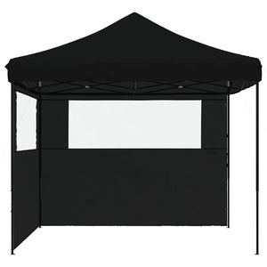 Pop-Up hopfällbart partytält med 2 sidoväggar svart