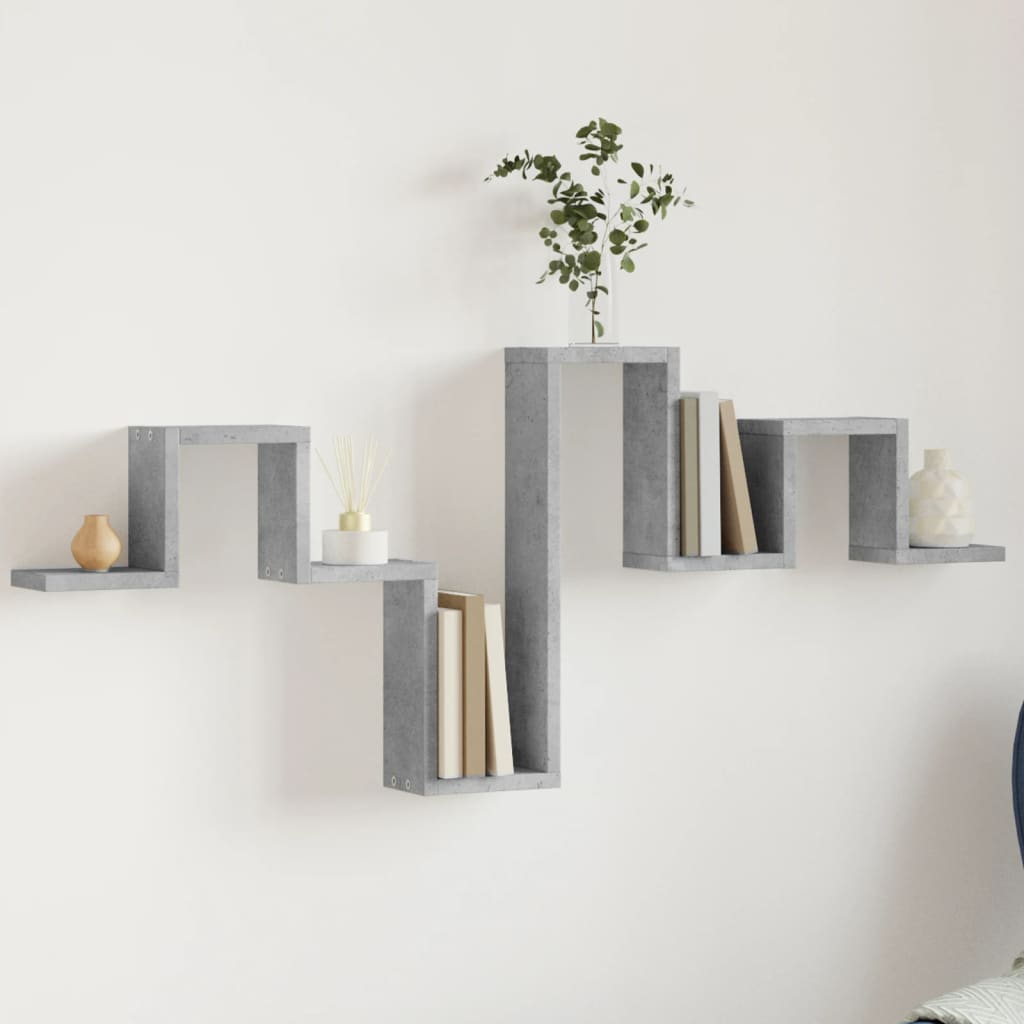 Vägghylla betonggrå 104,5x10x43 cm konstruerat trä