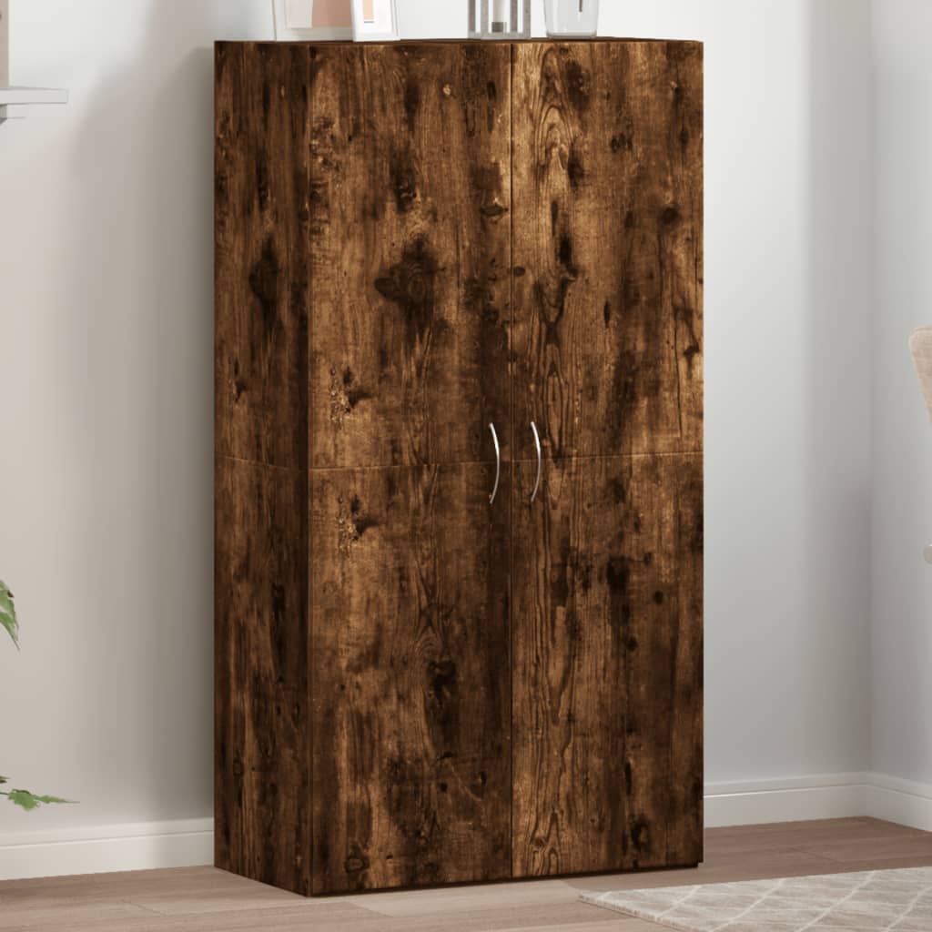 Dokumentskåp rökfärgad ek 60x32x115 cm konstruerat trä