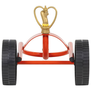 Sprinklersläde på hjul med roterbart huvud röd stål