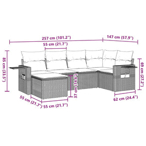 Soffgrupp för trädgården med dynor 7 delar svart konstrotting