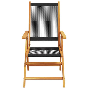 Justerbara trädgårdsstolar 8 st svart massivt akaciaträ