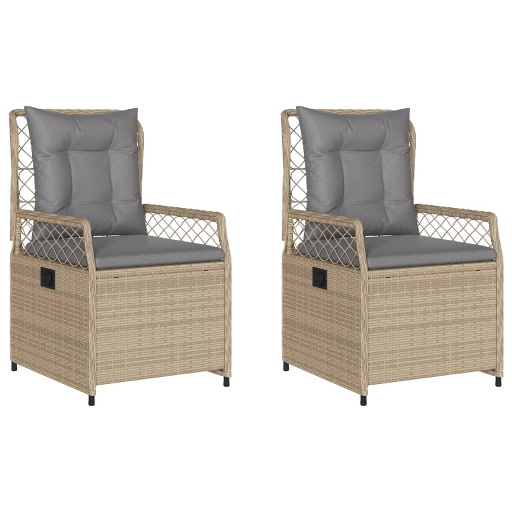 Justerbara trädgårdsstolar 2 st beige konstrotting