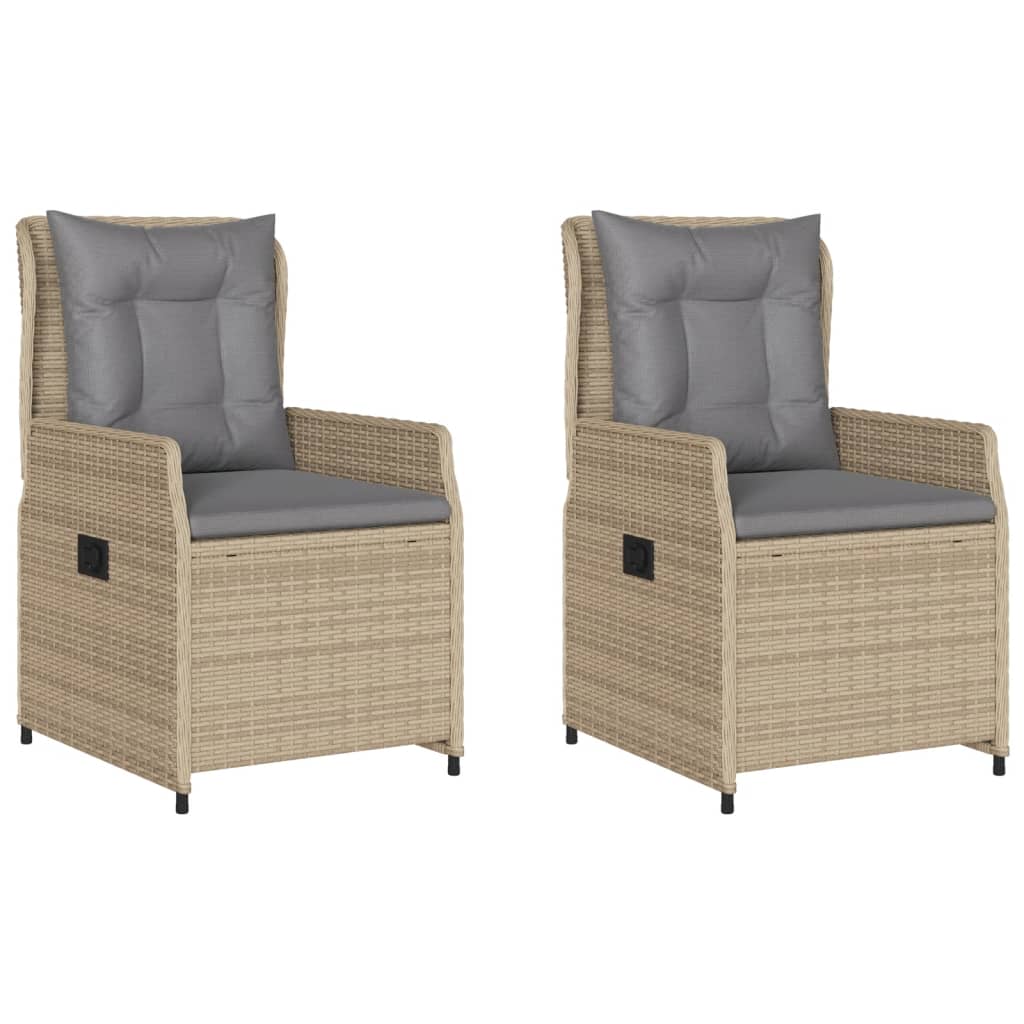 Justerbara trädgårdsstolar 2 st beige konstrotting