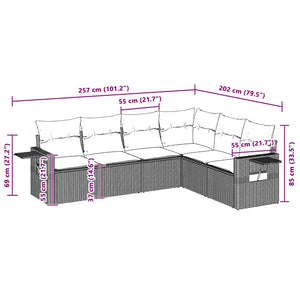 Loungegrupp för trädgården m dynor 6 delar konstrotting ljusgrå