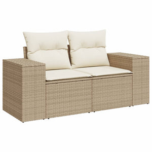 Loungegrupp för trädgården m. dynor 11 delar beige konstrotting