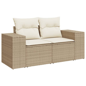 Loungegrupp för trädgården m. dynor 11 delar beige konstrotting