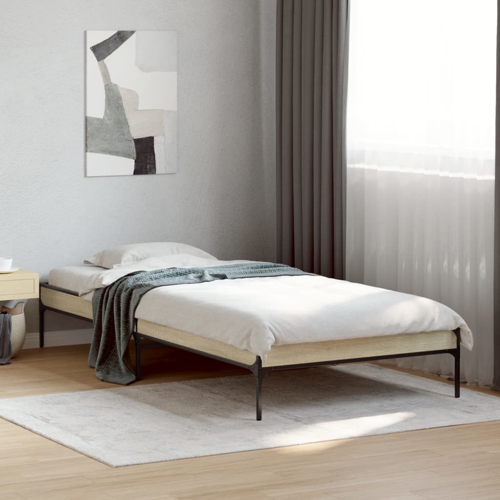 Sängram sonoma-ek 90x200 cm konstruerat trä och metall