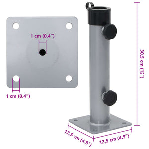 Parasollfot för Ø38/48 mm stolpe silver stål