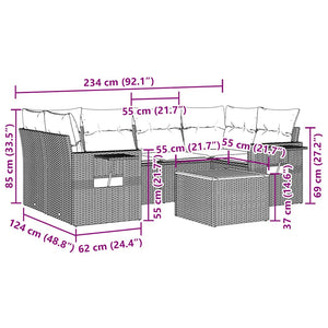 Soffgrupp för trädgården med dynor 7 delar svart konstrotting